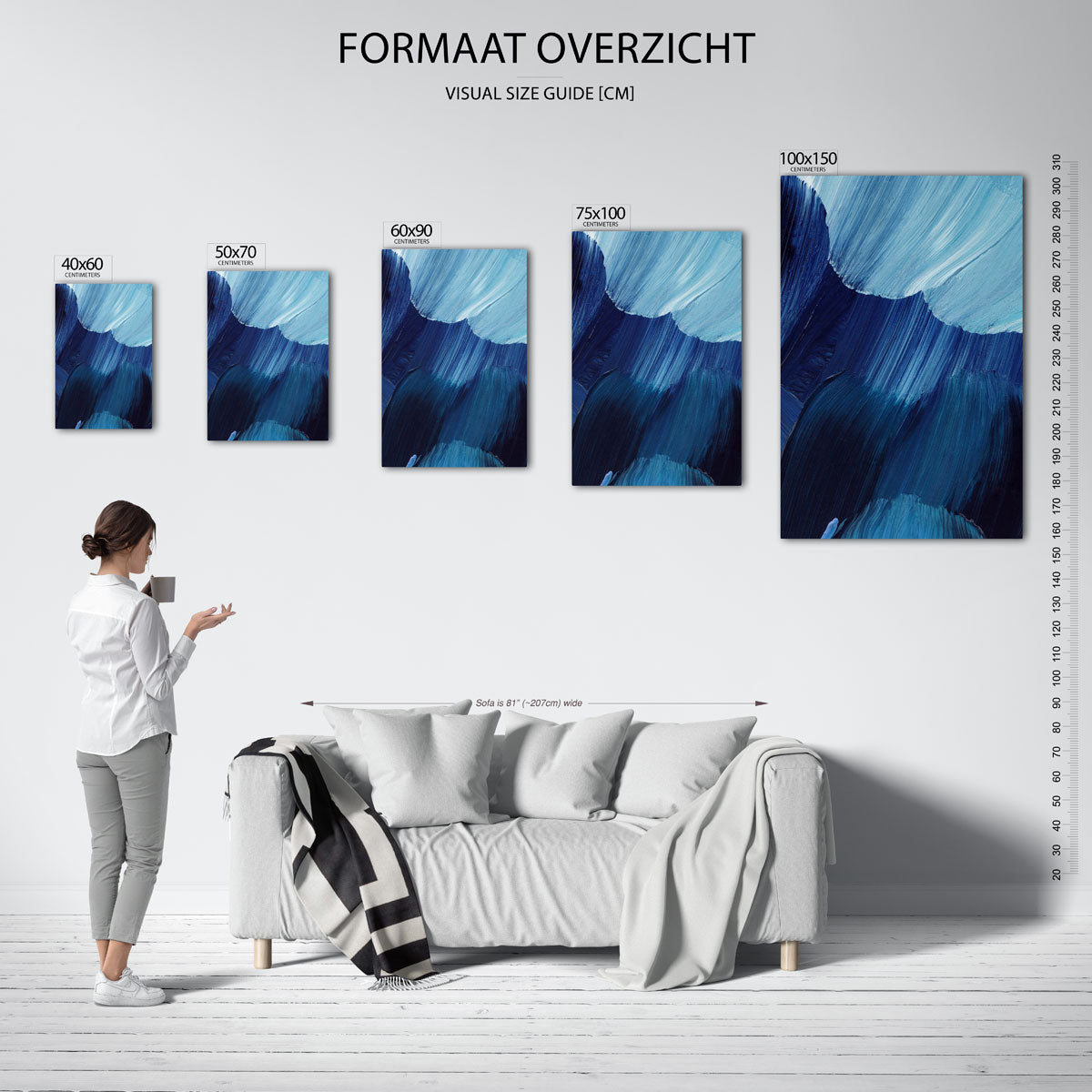 Golvende blauwe beweging Kunstwerk
