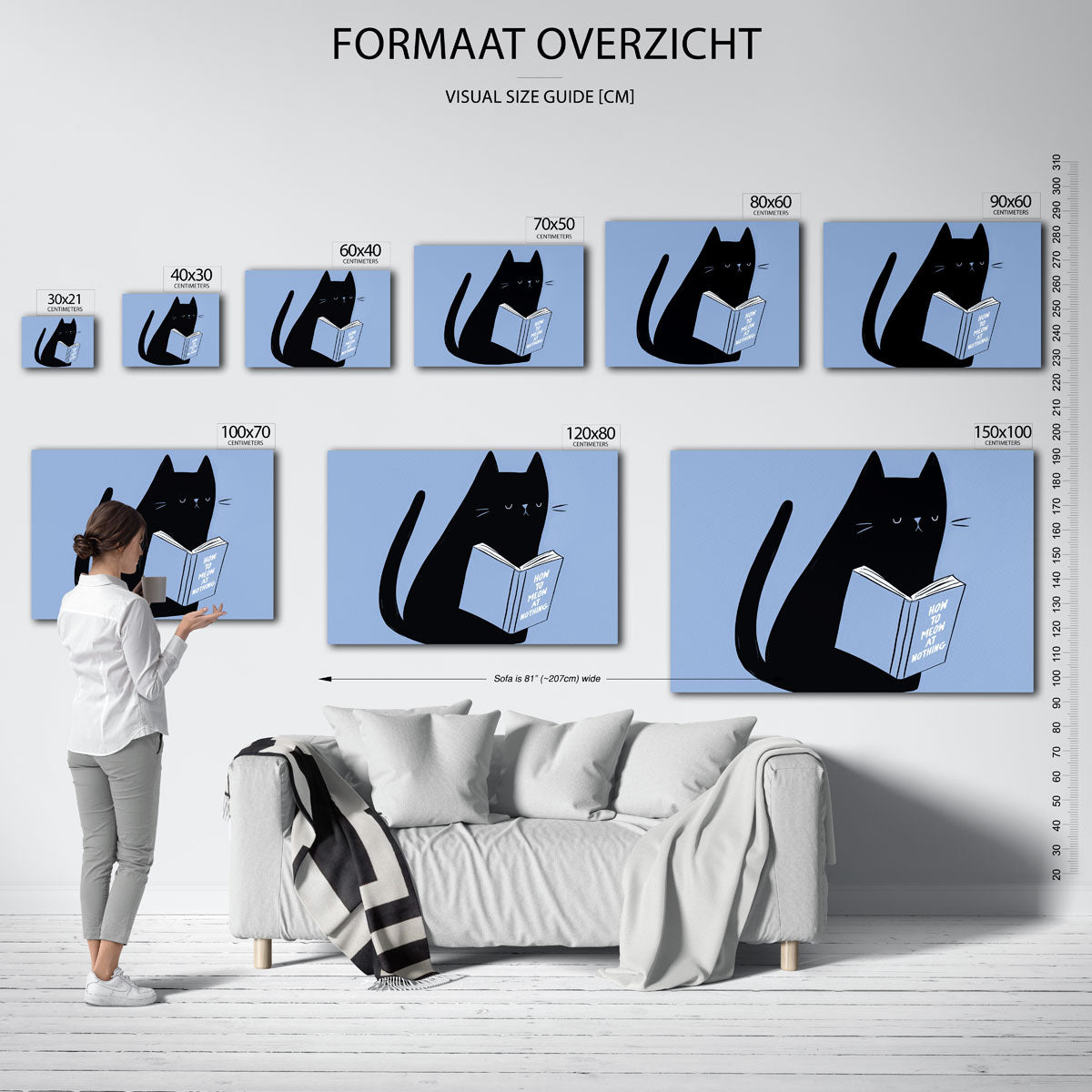 Zwarte kat met boek Poster