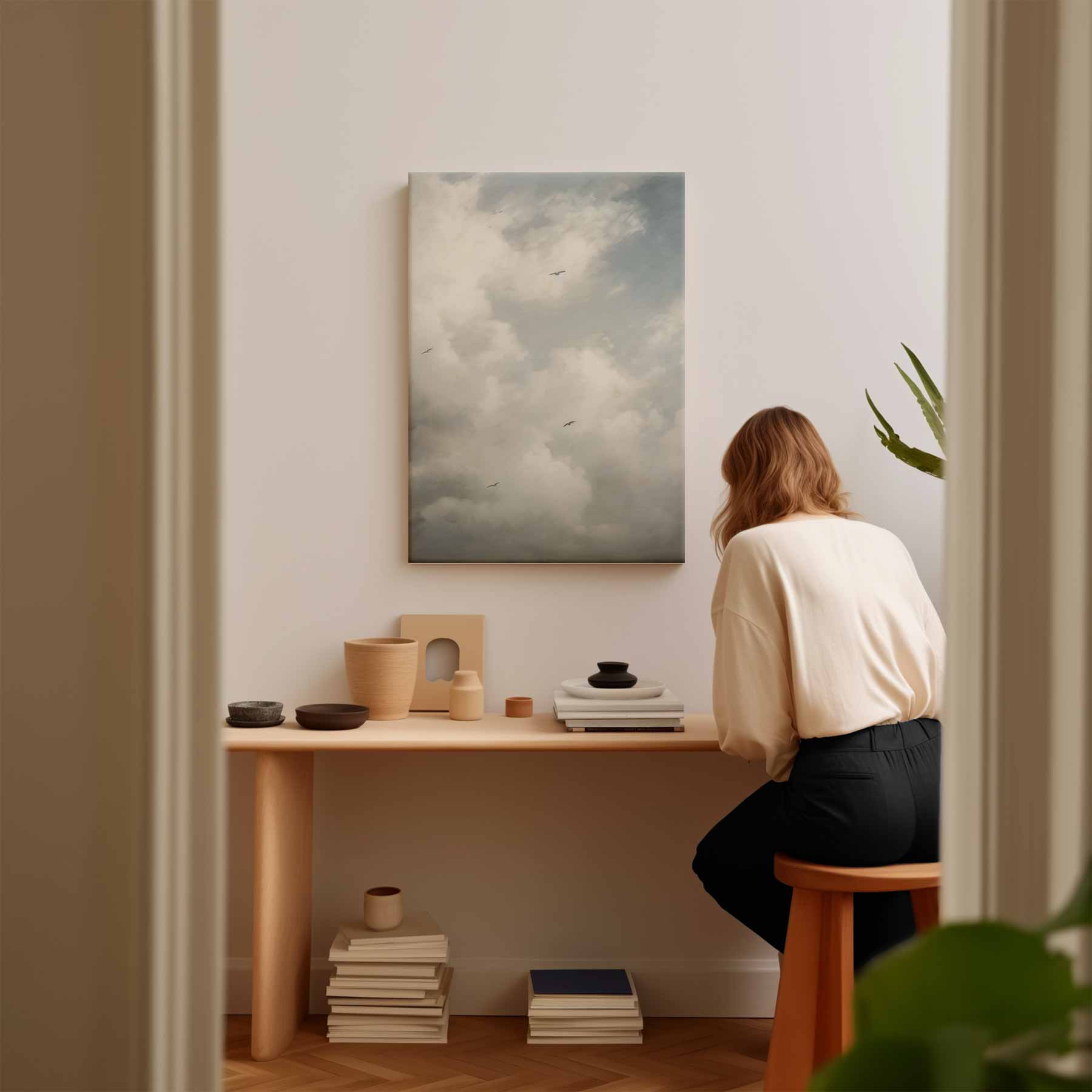 Wolkenpracht met Vogels Kunstwerk-canvas-dibond-plexiglas-wanddecoratie-WallArtistic
