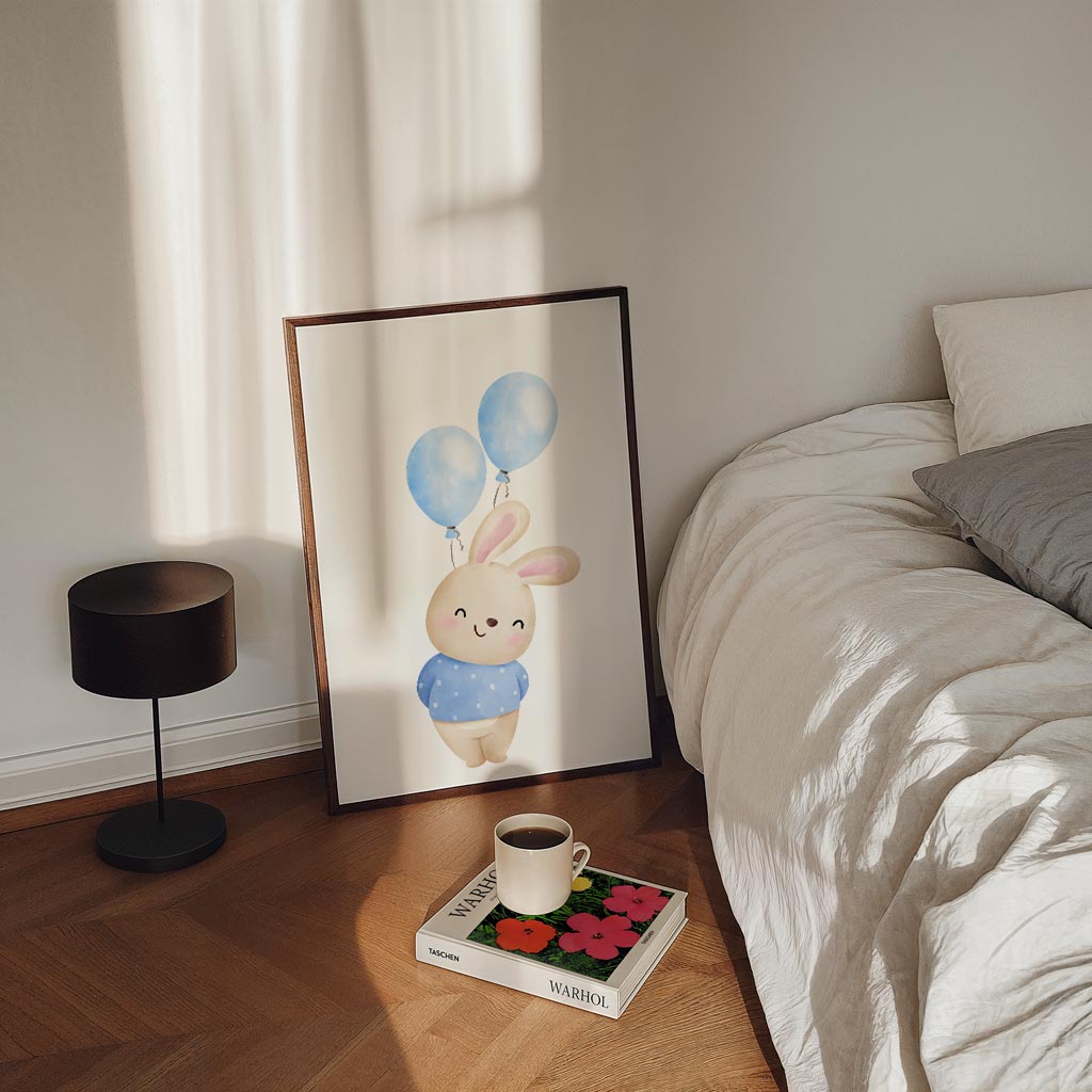 Schattige Konijn Met Ballonnen Poster-WallArtistic