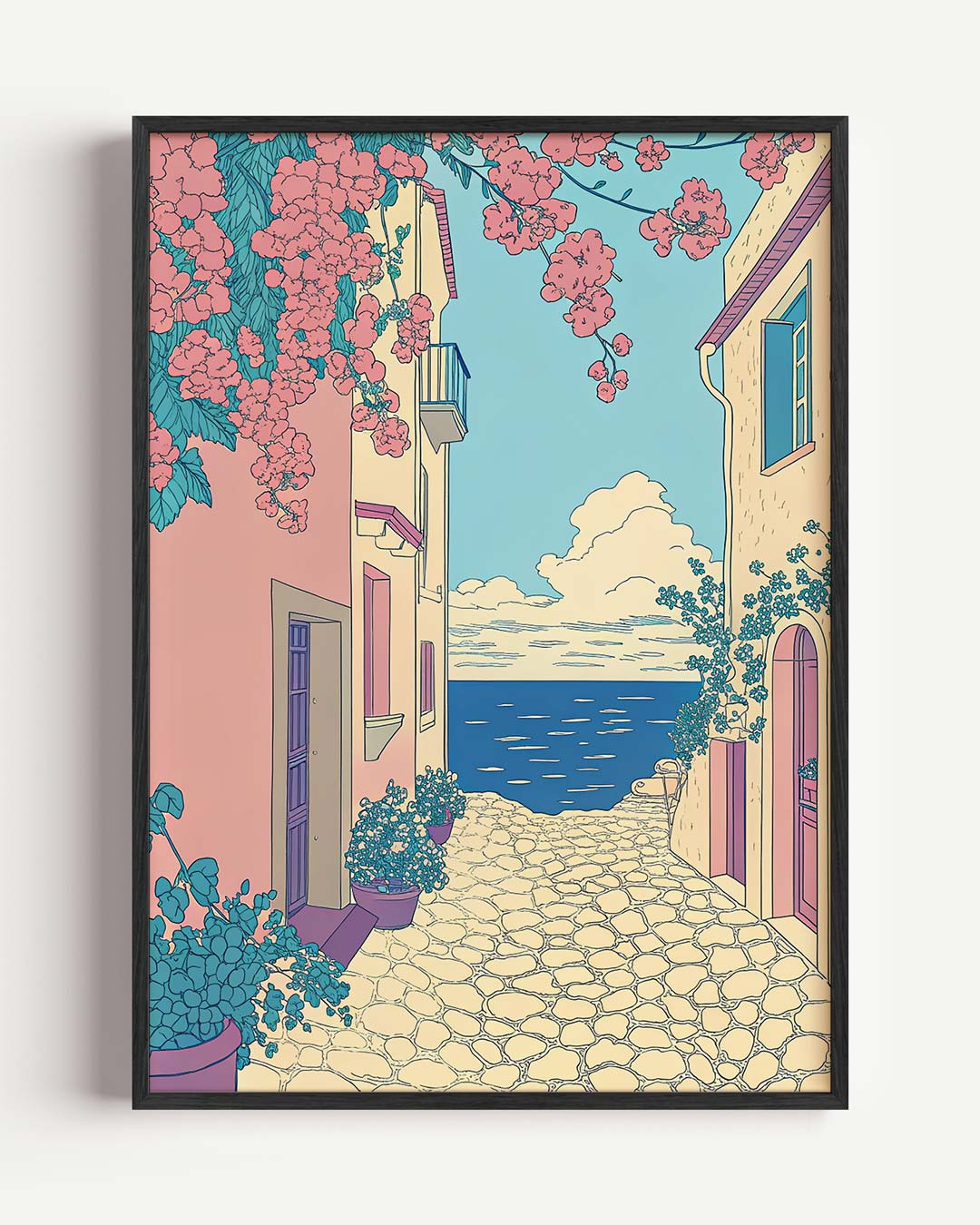 Romantische Straat aan Zee Poster-WallArtistic