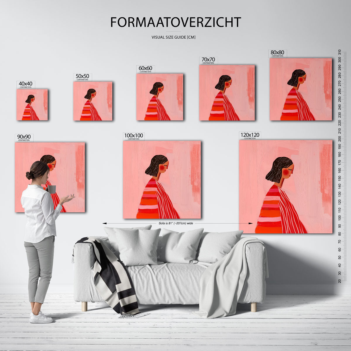 Vrouw met gestreepte kleding Poster