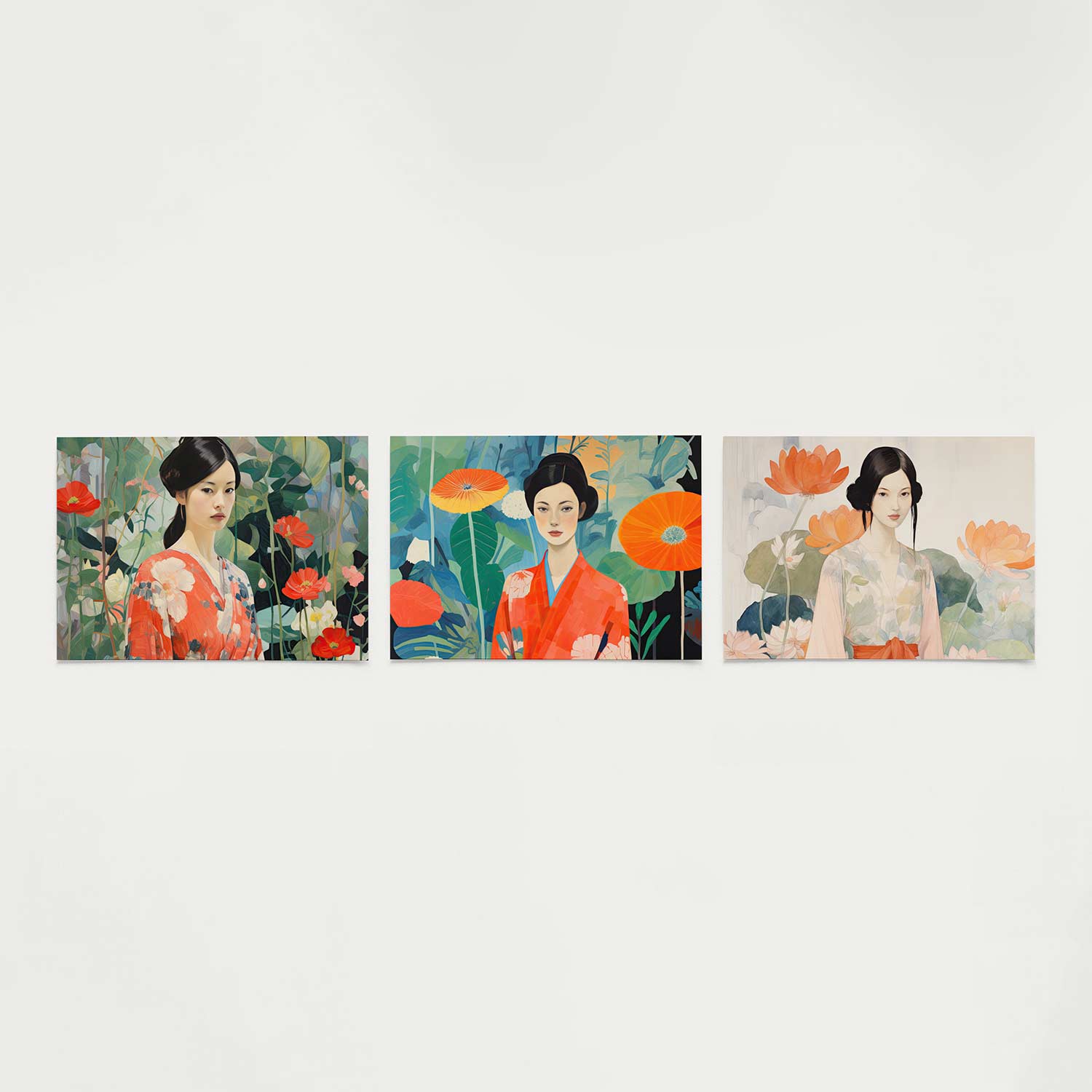 Bloemen en vrouw Posterset