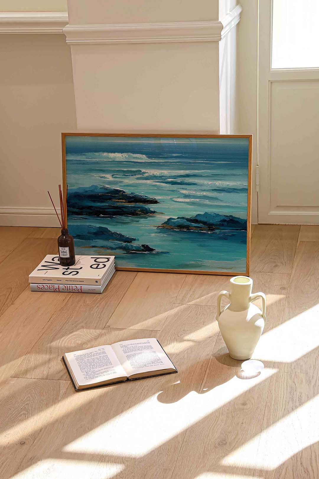 Golven en rotsen Poster