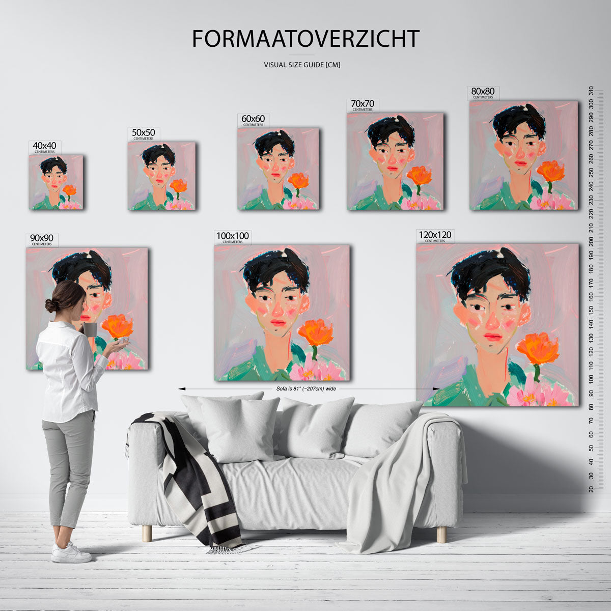 Portret met bloemen Poster
