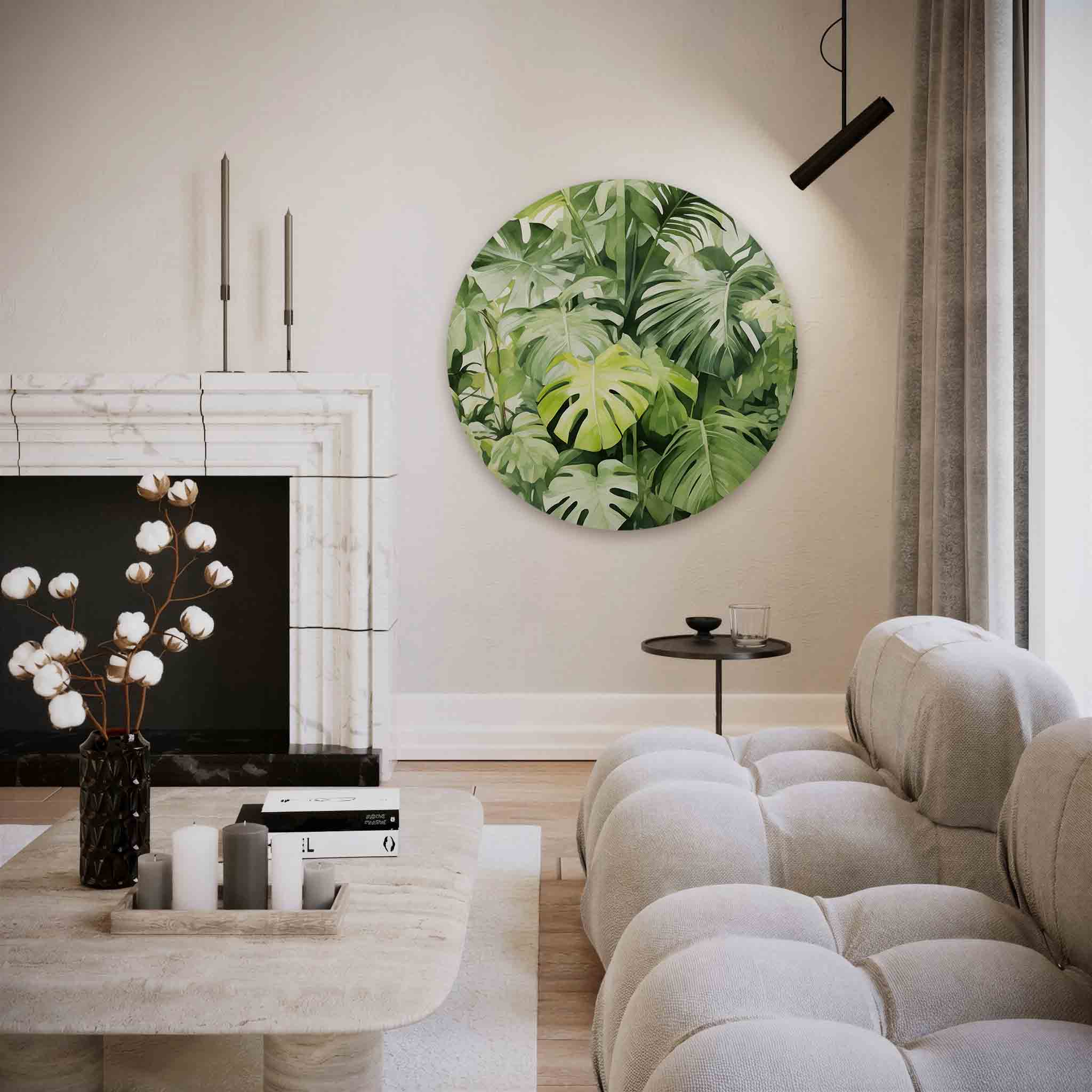 Monstera bladeren Muurcirkel