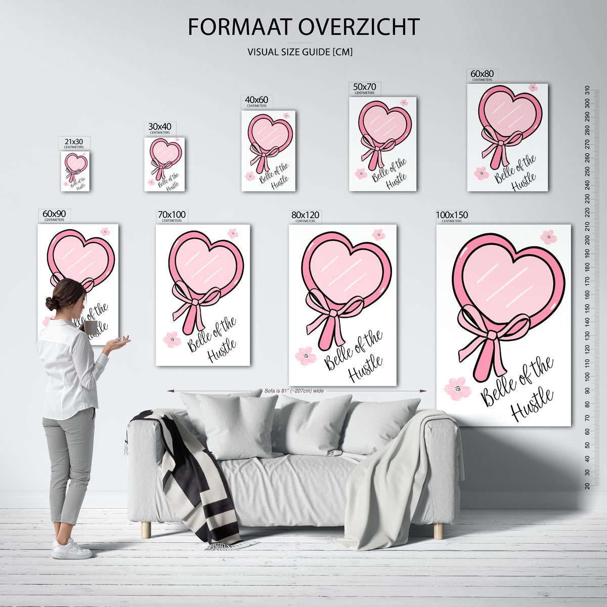 Roze hart met strik Poster
