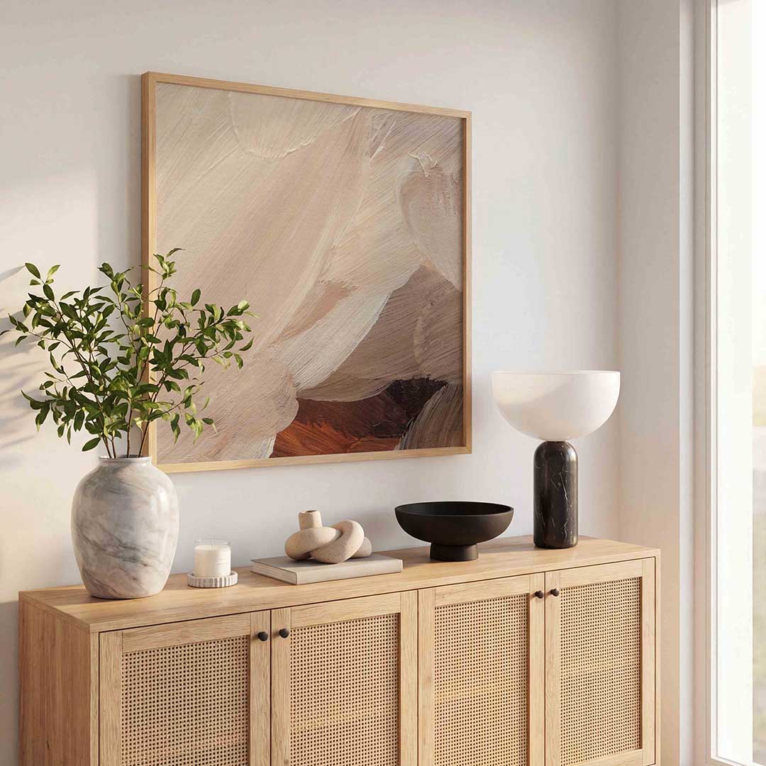 Beige en bruine abstracte Poster