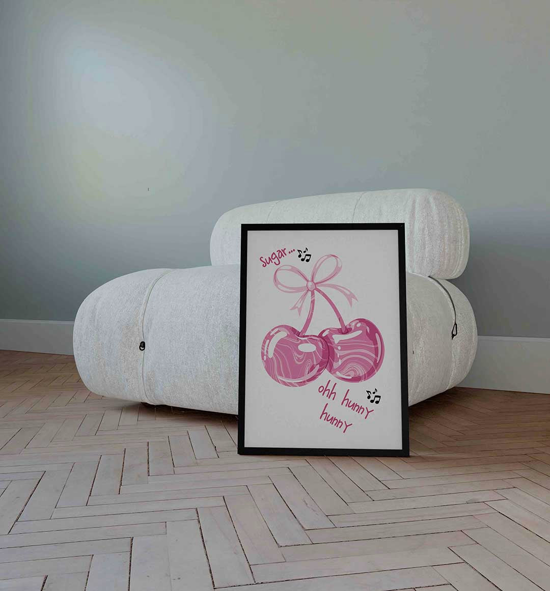 Roze kersen met strik Poster