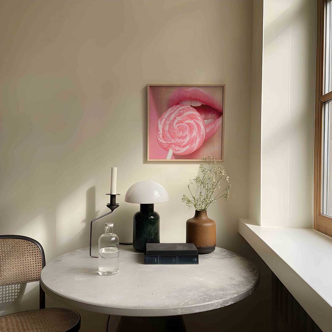Roze lolly en lippen Poster