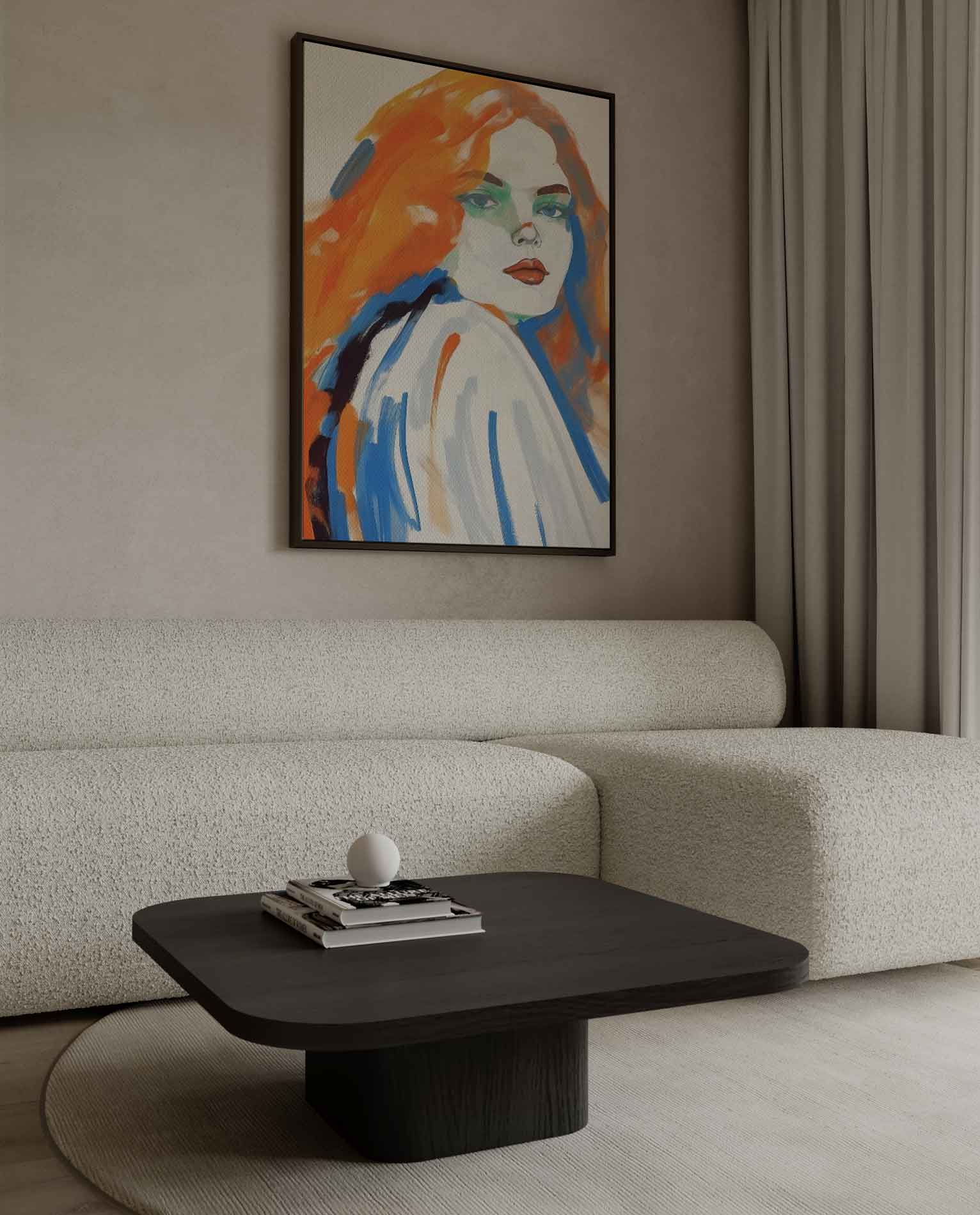 Dromerige Tinten: Vrouw in Kleur Kunstwerk-canvas-dibond-plexiglas-wanddecoratie-WallArtistic