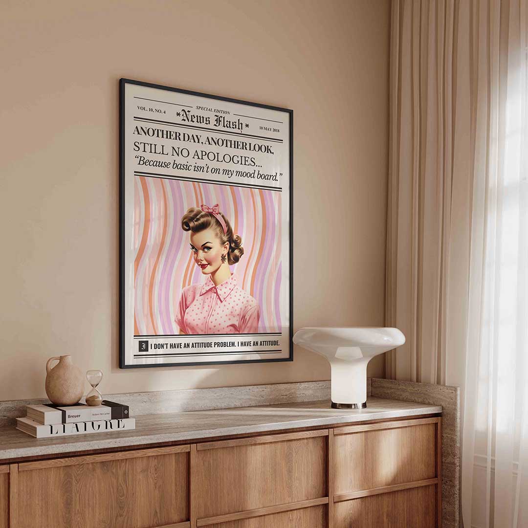 Retro dame met tekst Poster