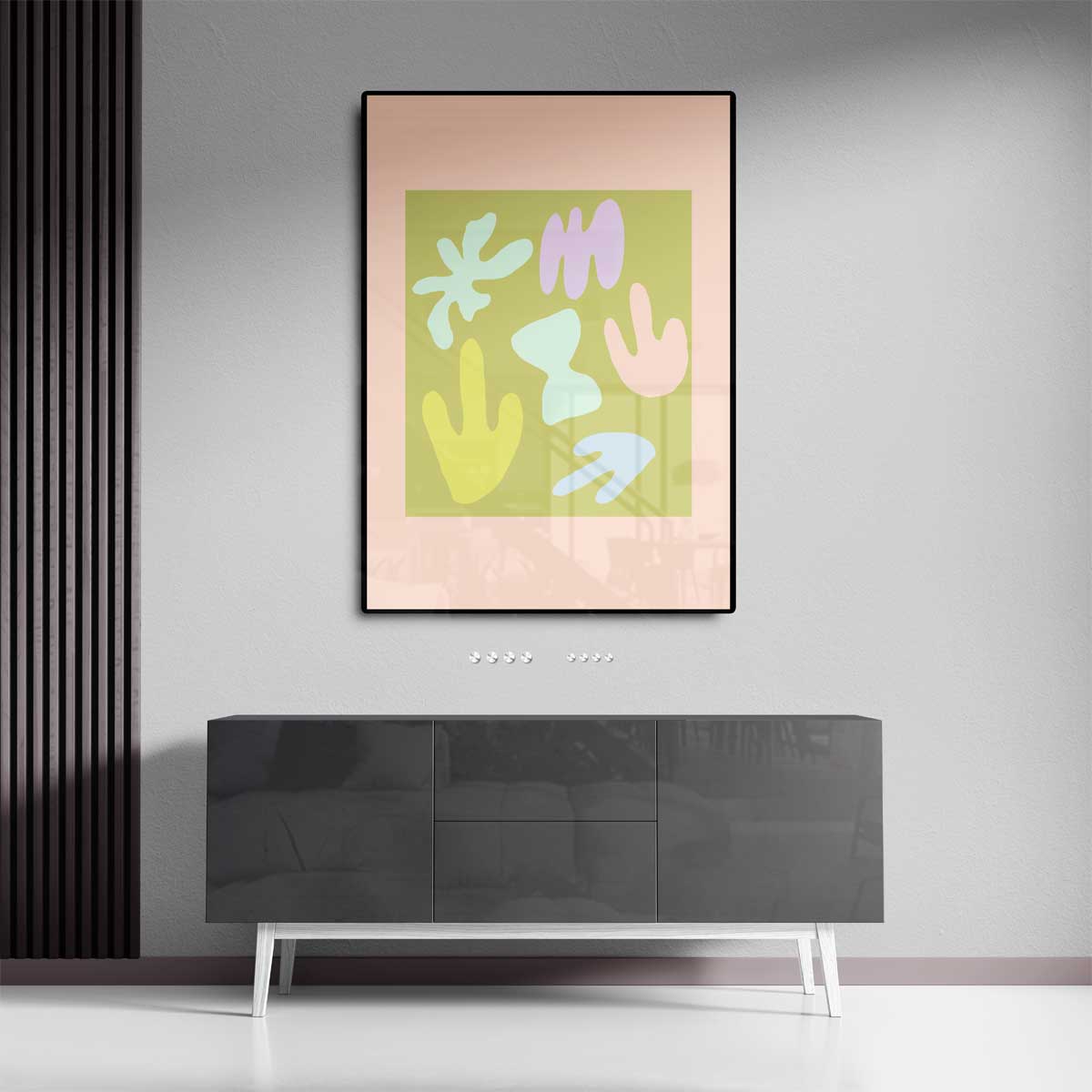 Speelse Pastelvormen Kunstwerk-canvas-dibond-plexiglas-wanddecoratie-WallArtistic