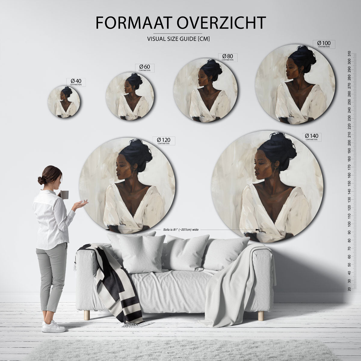 Vrouw in witte jurk Muurcirkel