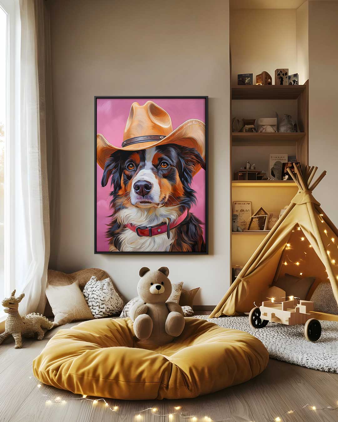 Tough Dog Cowboy on Pink Artwork