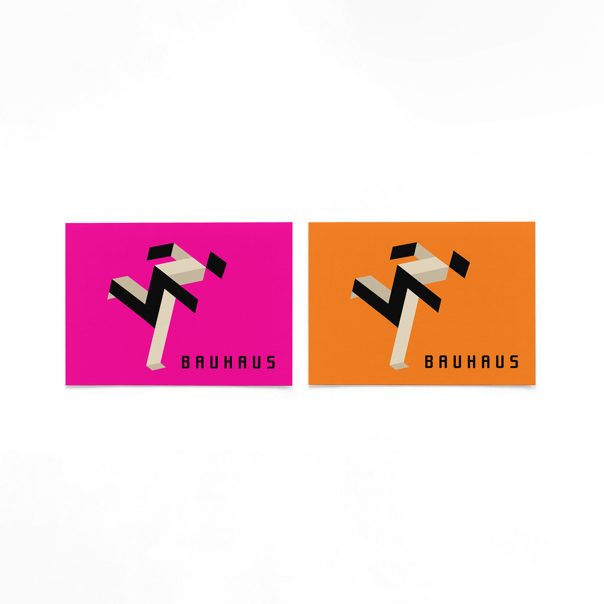 Twee landscape posters met zigzaglint in roze en oranje als vrijstaande productfoto