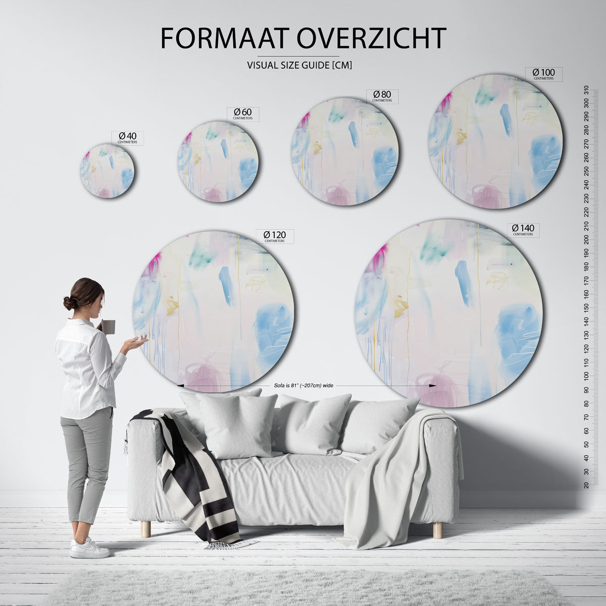 Abstracte penseelstreken Muurcirkel