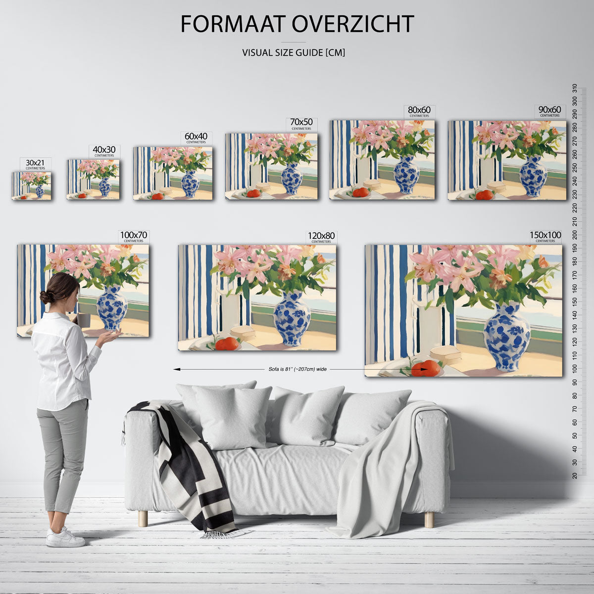 Bloemen en vaas bij raam Poster