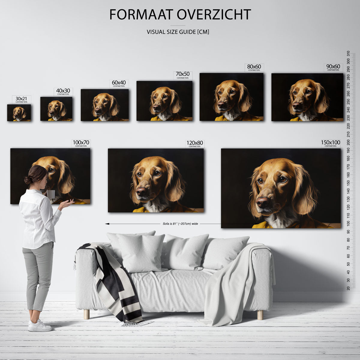 Hond met gele jas Poster