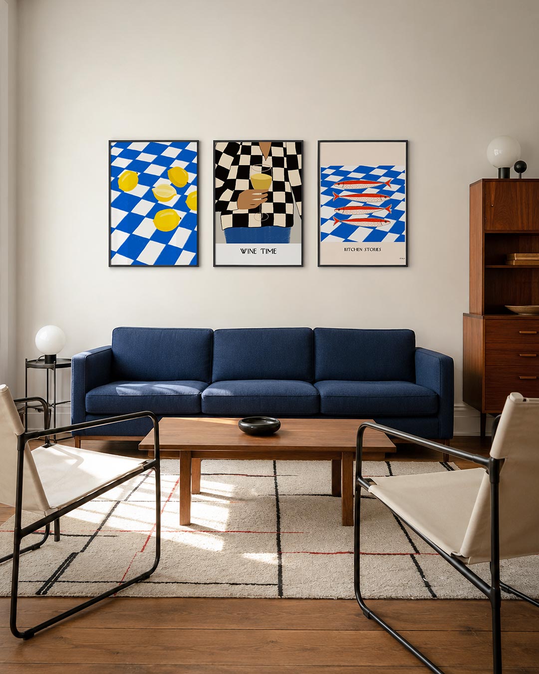 Citroenen op ruitpatroon Posterset