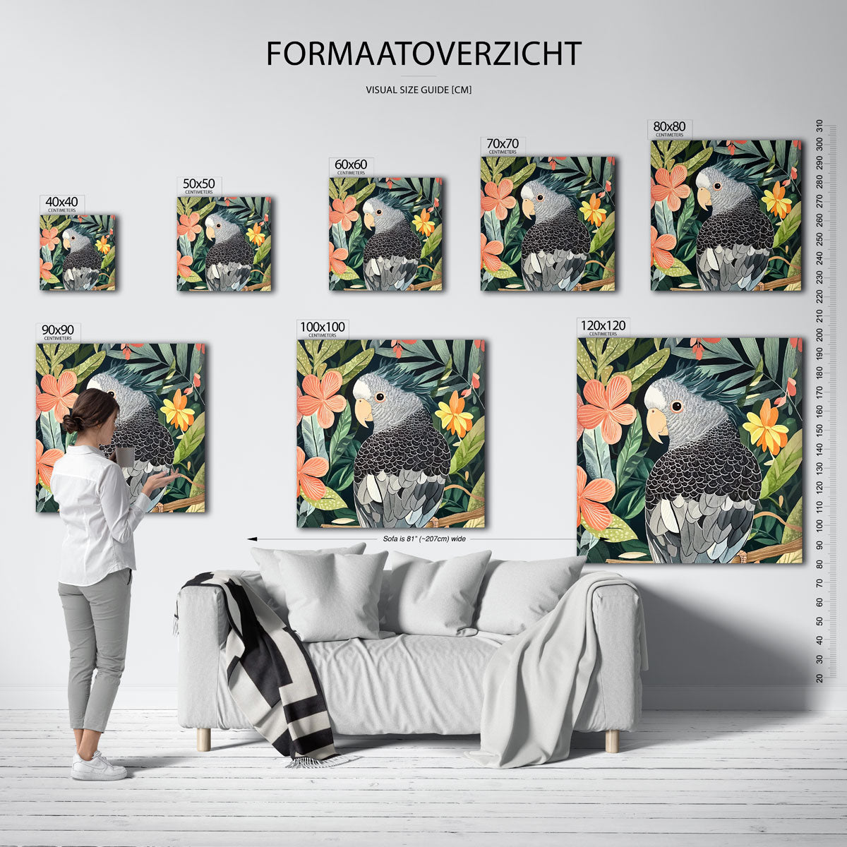 Papegaai en bloemen Poster