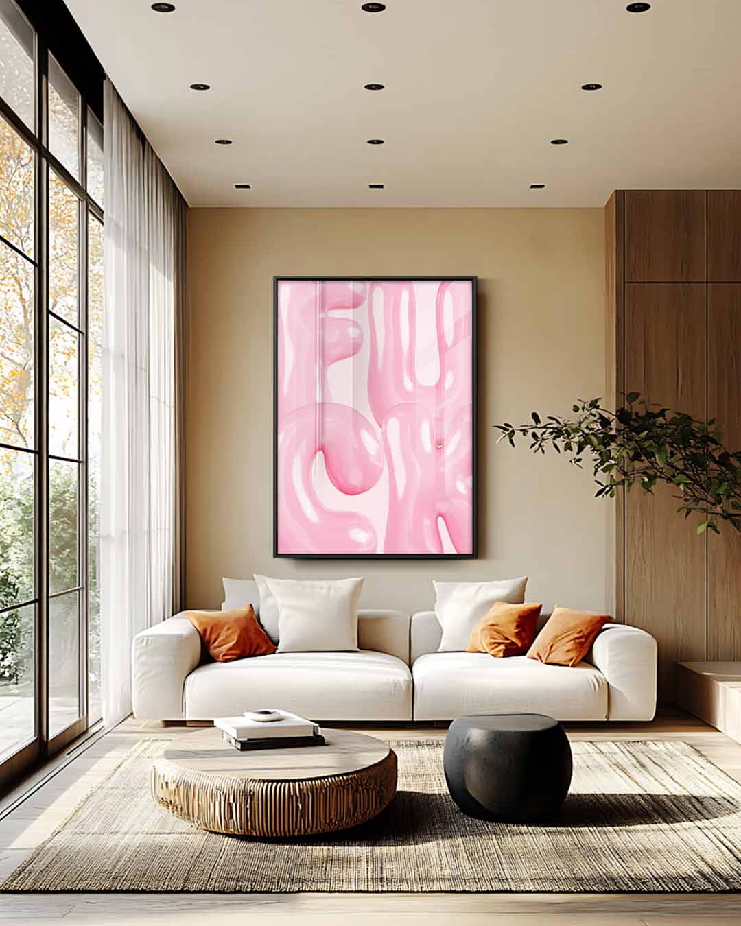 Speelse Roze Bubbelletters Kunstwerk-canvas-dibond-plexiglas-wanddecoratie-WallArtistic