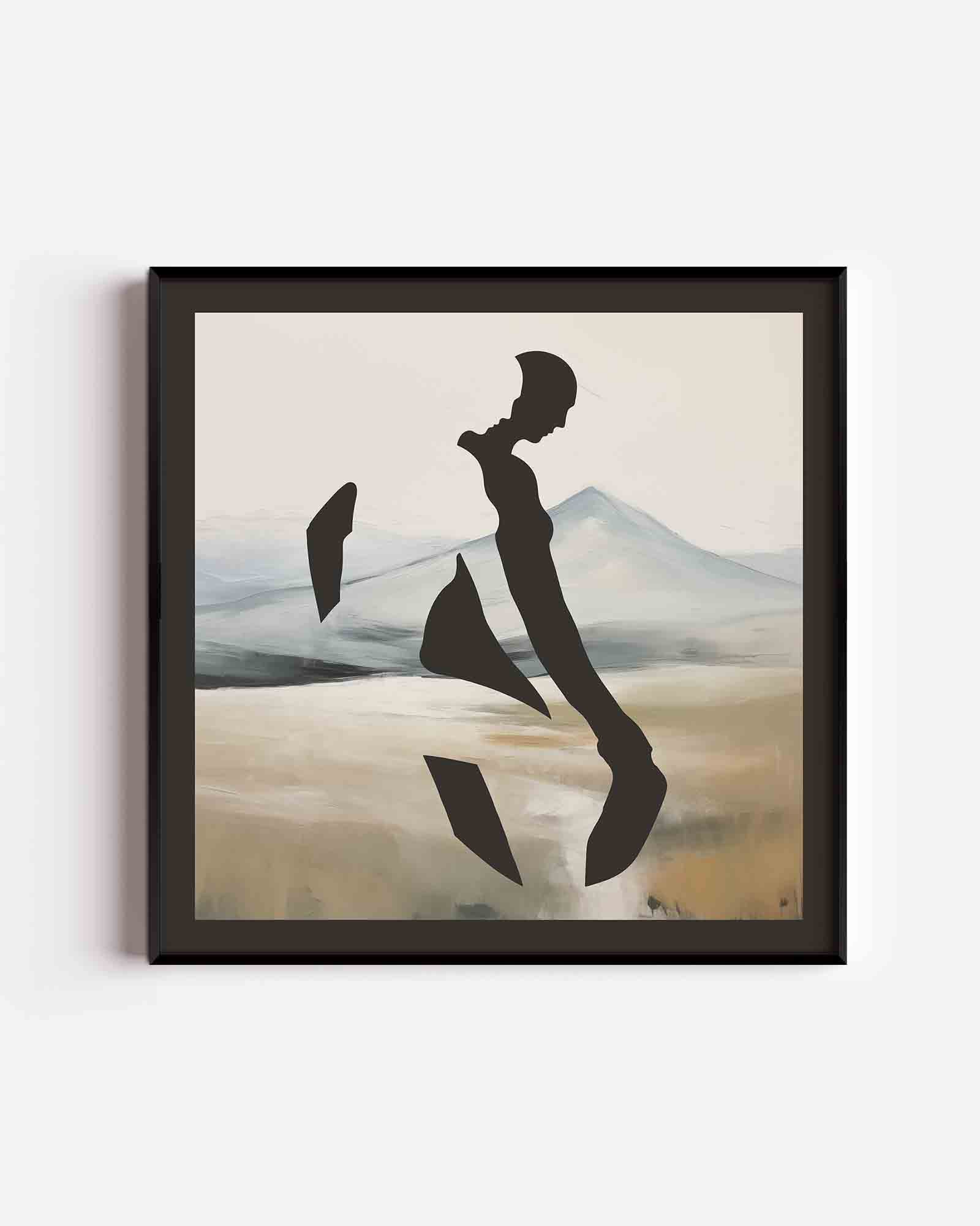Silhouet in landschap Poster