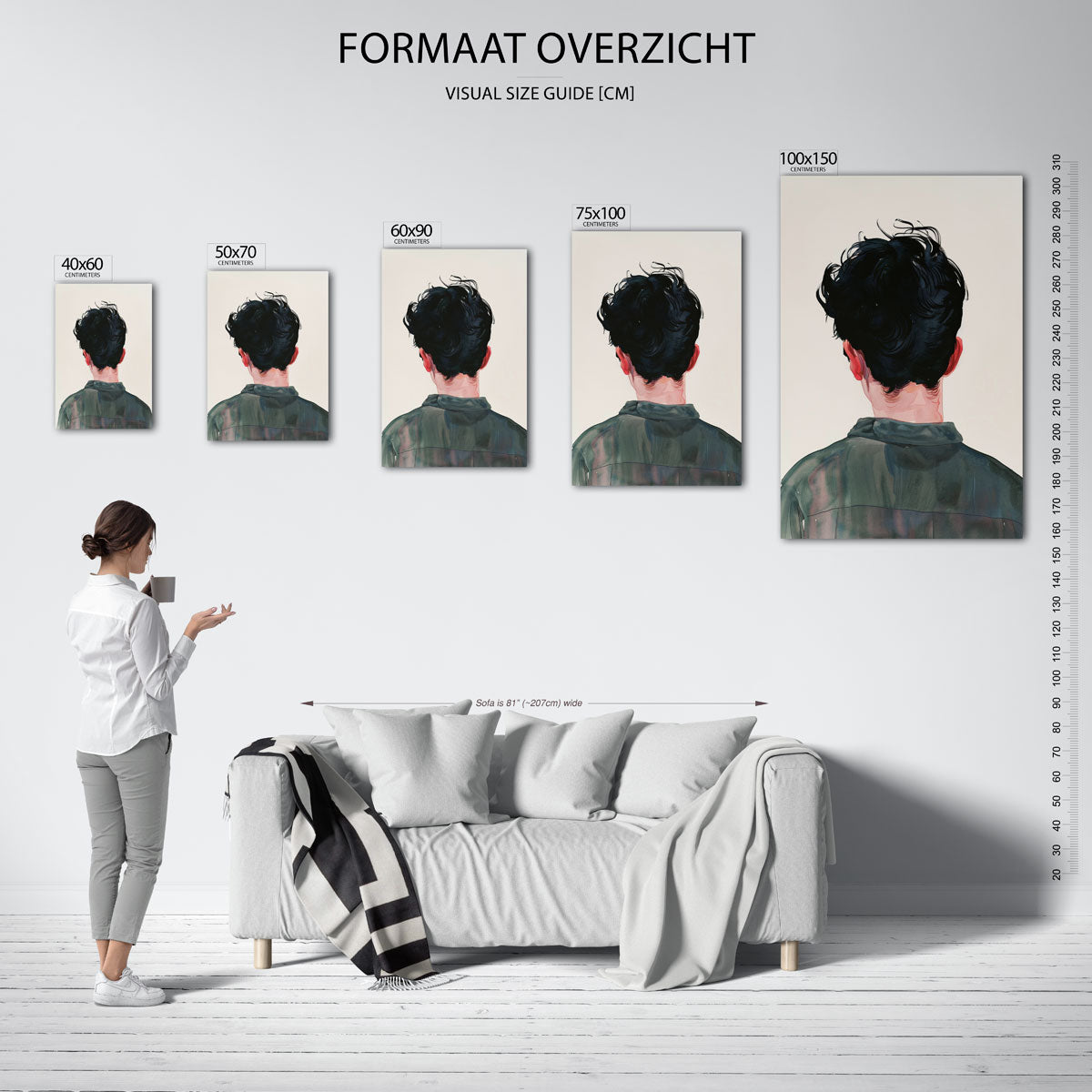 Achterkant portret Kunstwerk