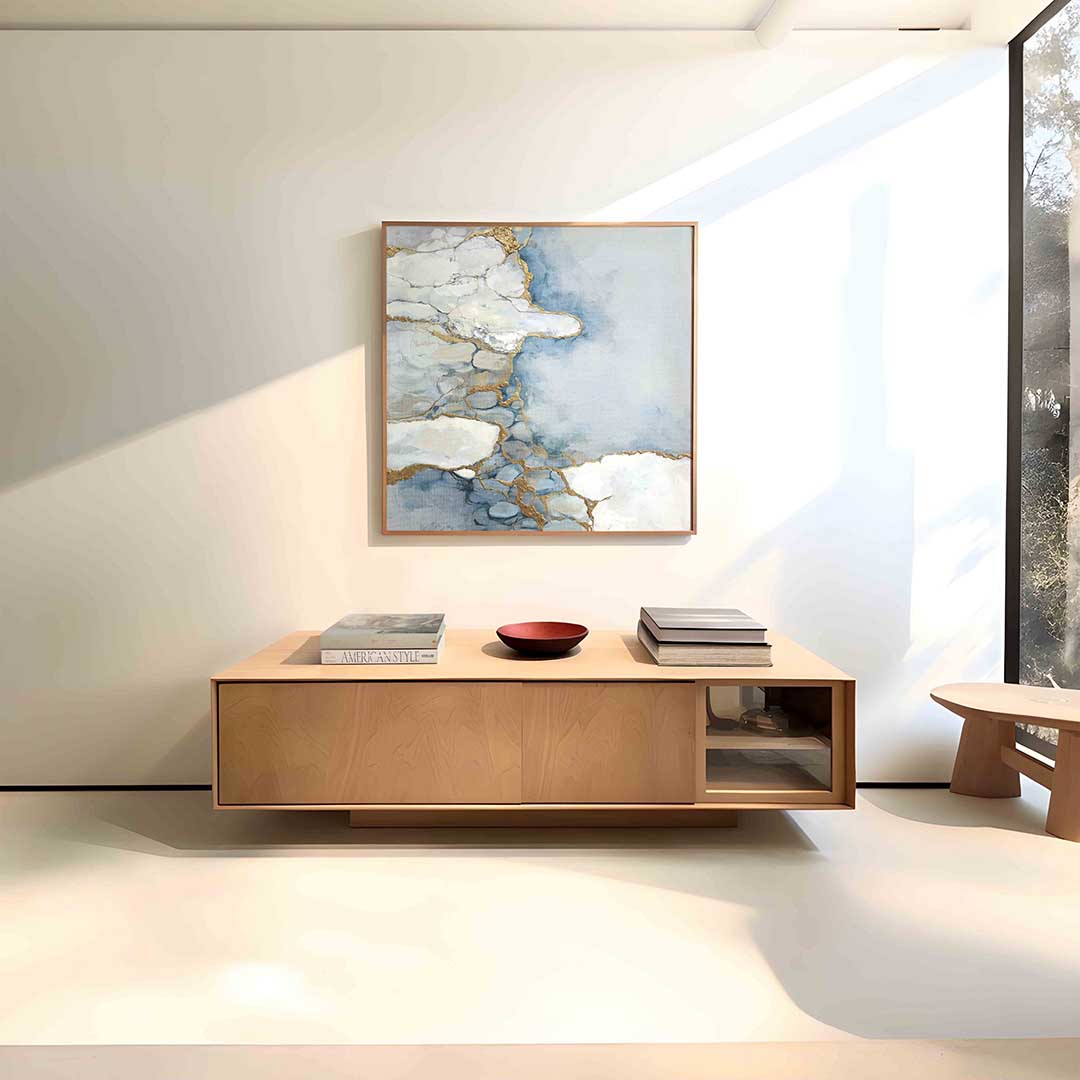 Abstracte blauwe en gouden Poster