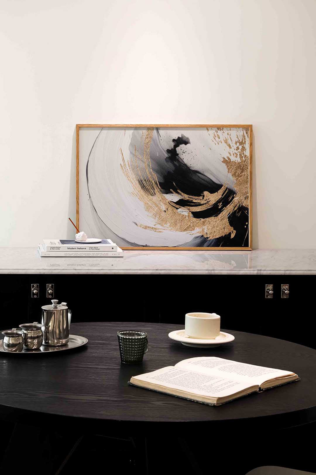 Gouden en zwarte abstracte Poster