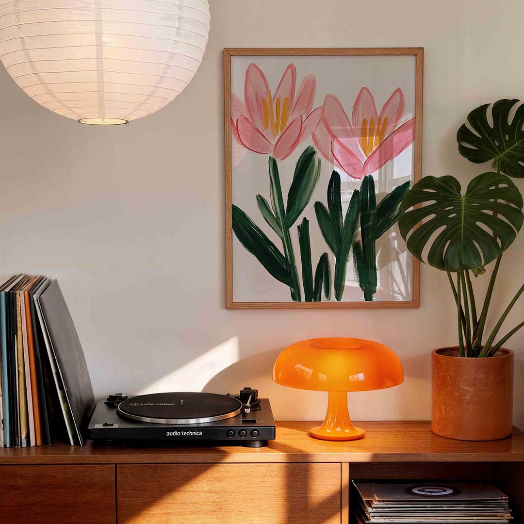Bloemen in roze en groen Poster