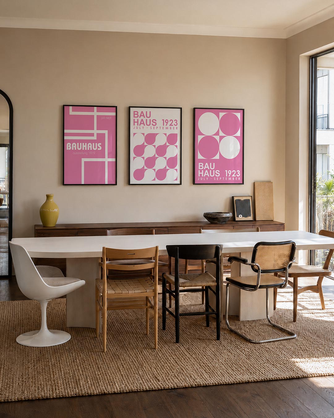 Roze lijnenspel Posterset