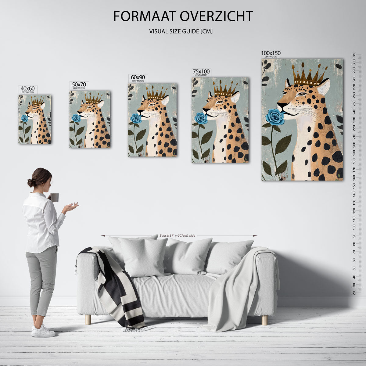 Kroonluipaard met roos Kunstwerk