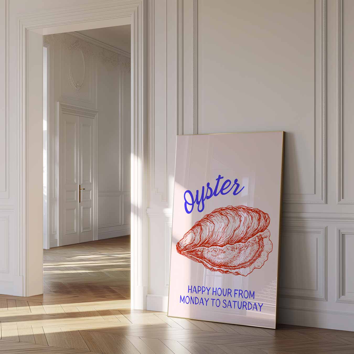 Stijlvolle Oester Happy Hour Poster-WallArtistic