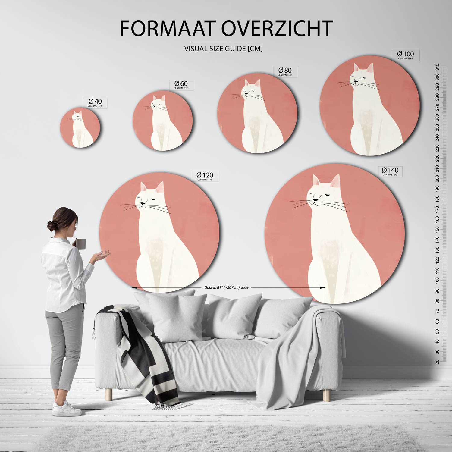 Witte kat Muurcirkel