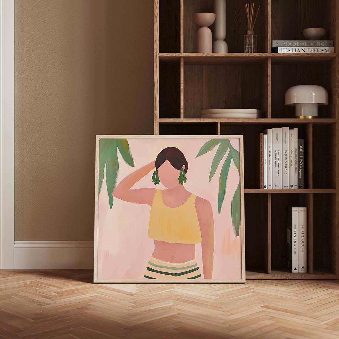 Vrouw met groene oorbellen Poster
