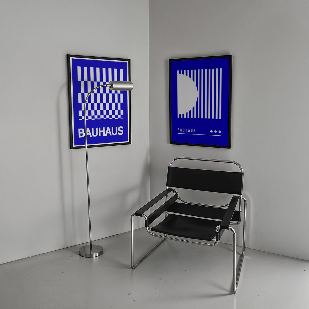 Blauw wit ritme Posterset