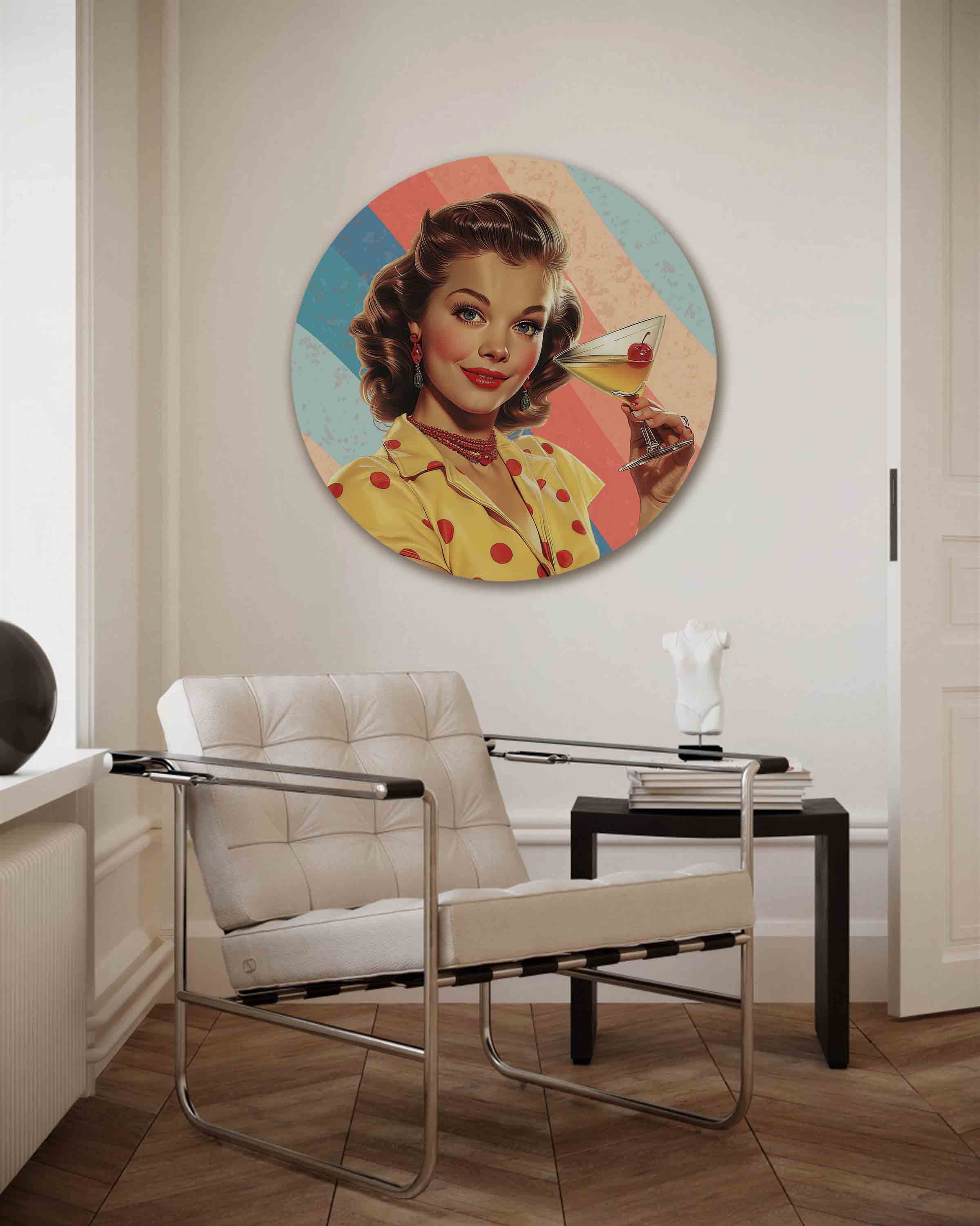 Vrouw met cocktail Muurcirkel