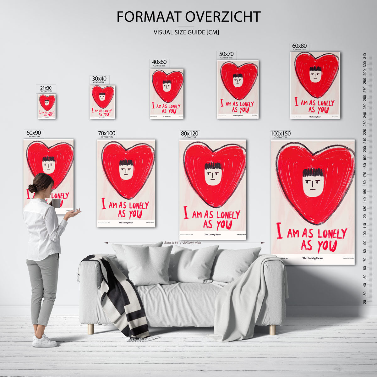Rood hart met gezicht Poster
