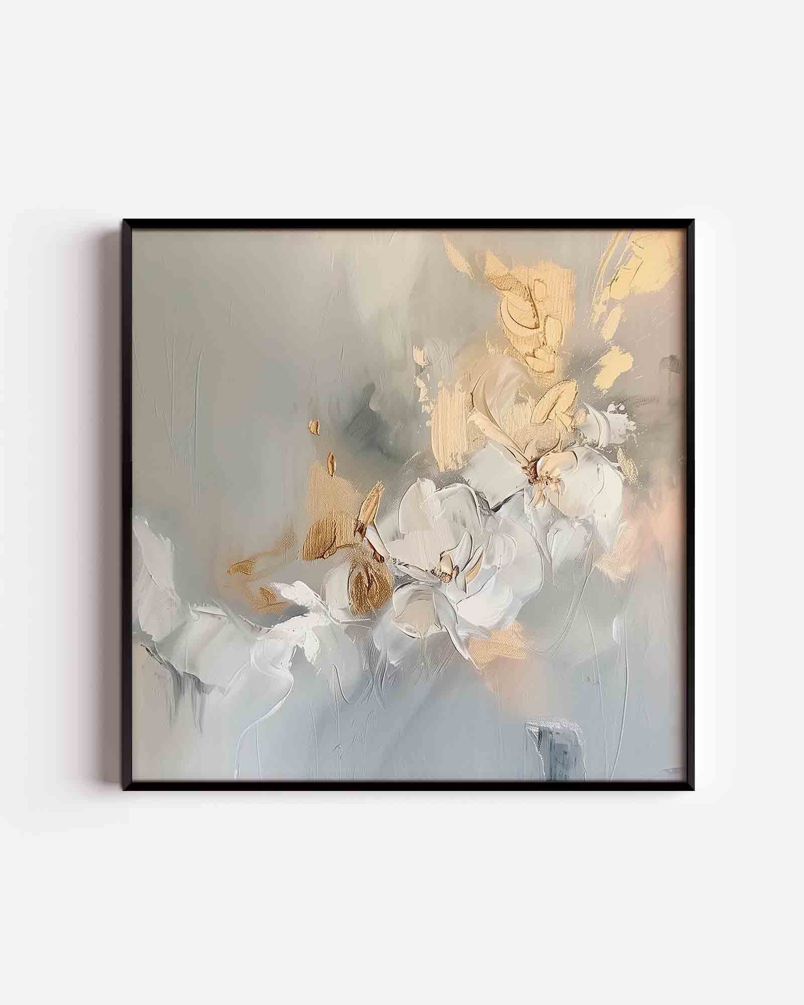 Bloemmotief in beige Poster