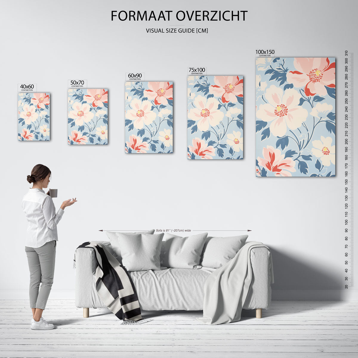 Bloemmotief met zachte tinten Kunstwerk