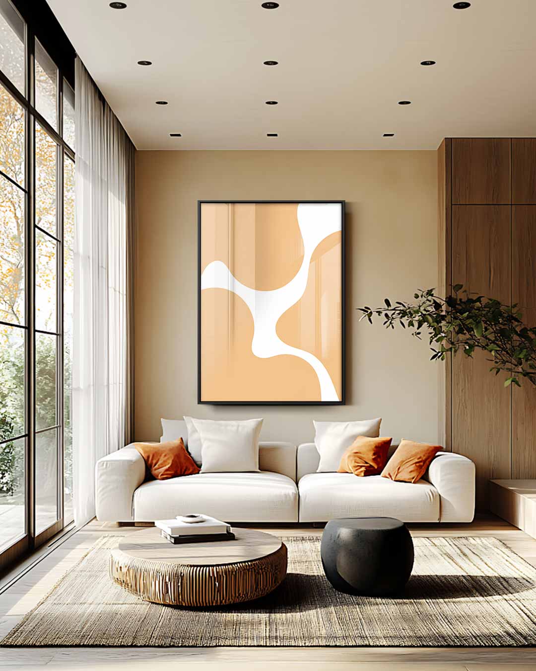 Vloeiende Vorm Abstractie Kunstwerk-canvas-dibond-plexiglas-wanddecoratie-WallArtistic