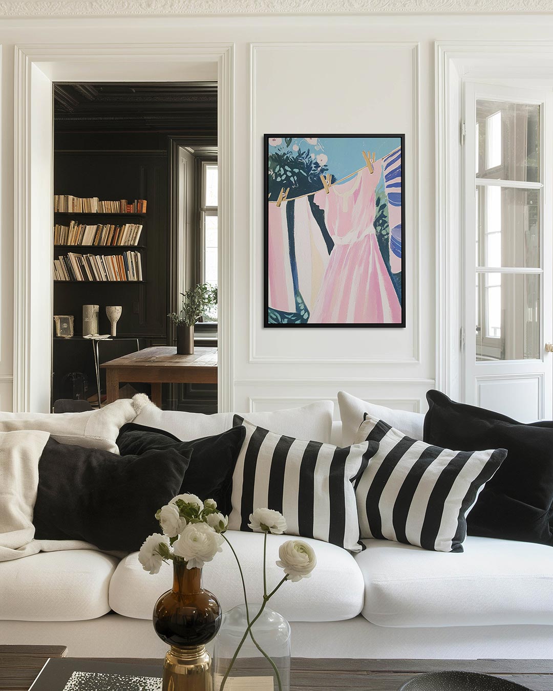 Kleurrijke waslijn Kunstwerk