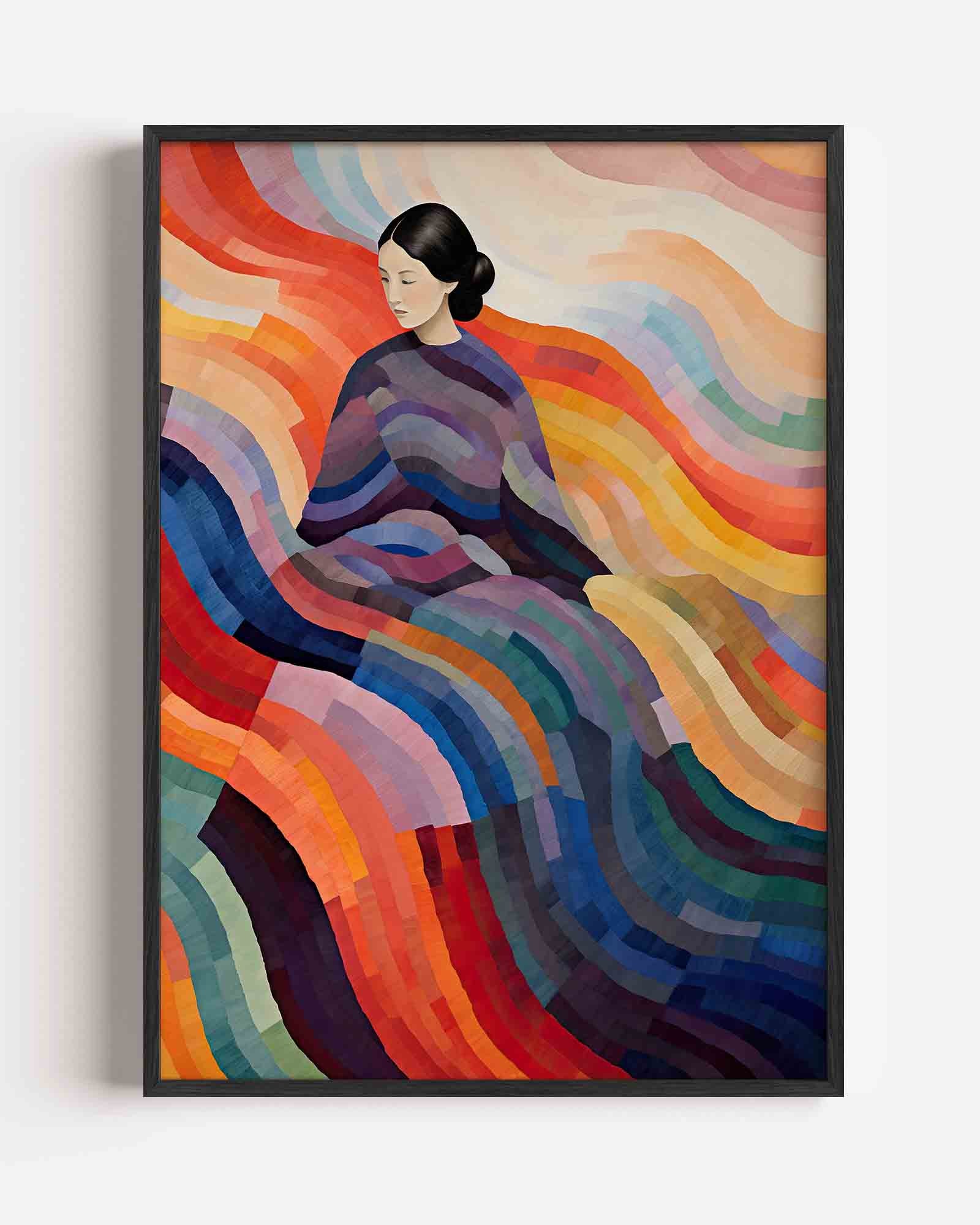 Vrouw met kleurrijke golven Poster