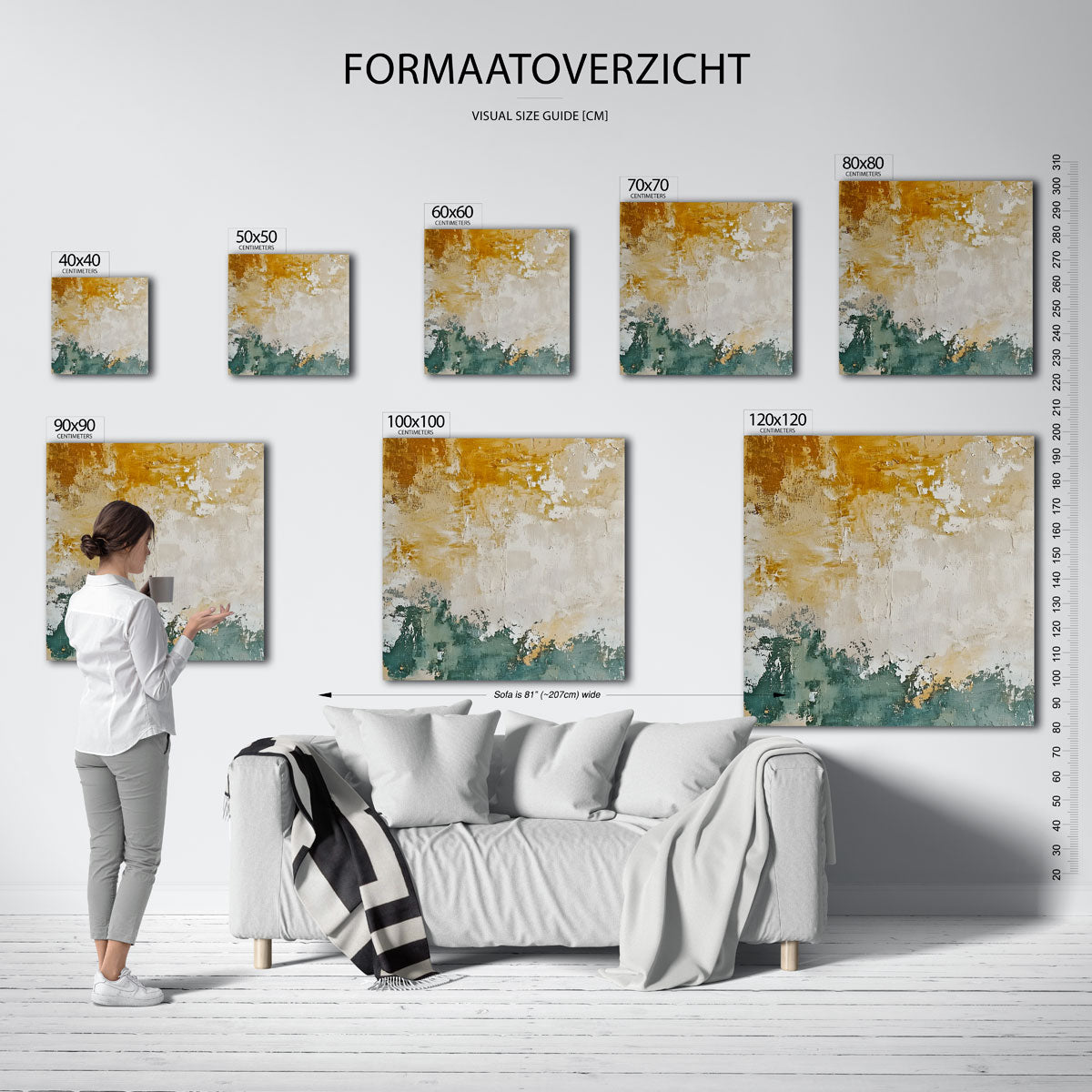 Abstracte beige en groene Poster