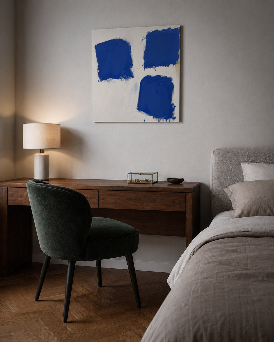 Dynamische blauwe vlakken Kunstwerk