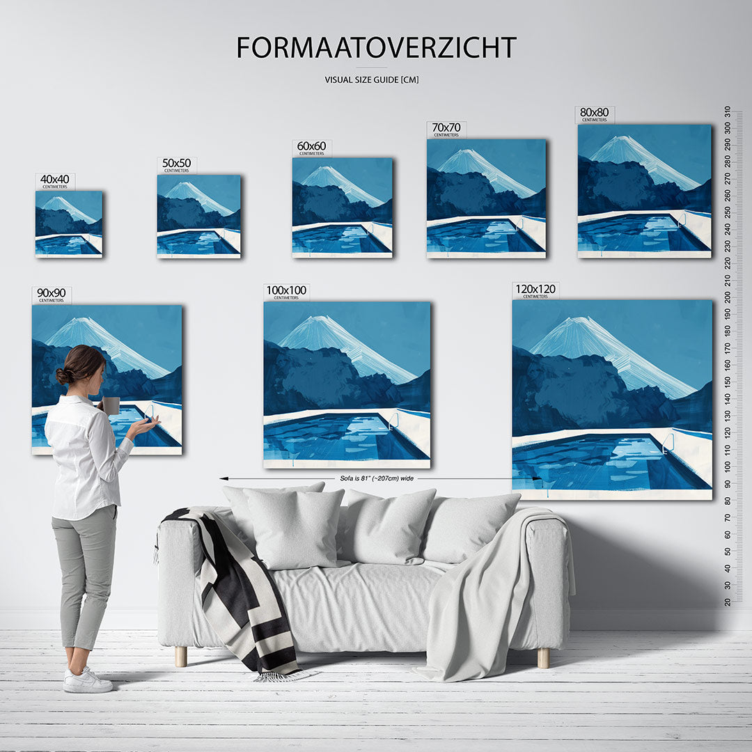 Blauwe berglandschap Kunstwerk