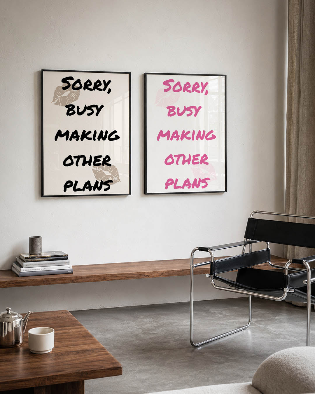 Speelse tekst en lippen Posterset