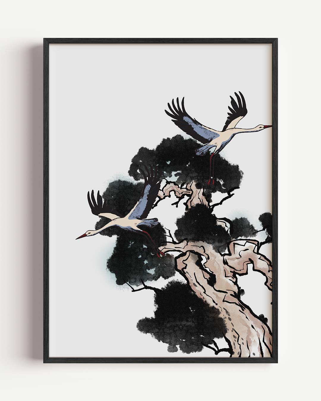 Kraanvogels in de Boom Poster-WallArtistic