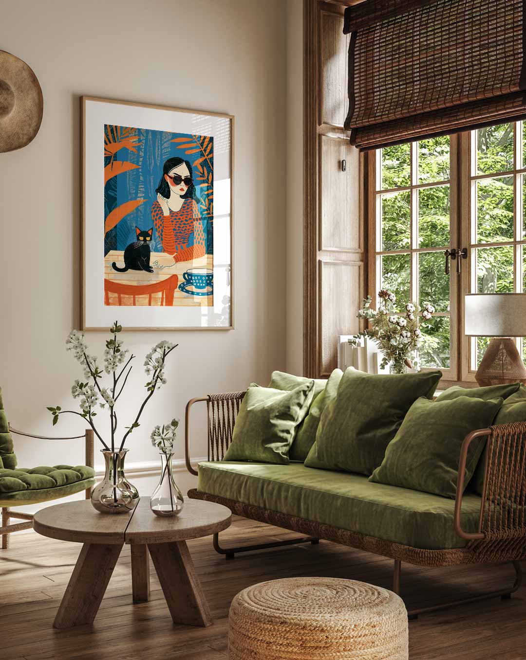 Stijlvolle Kat en Vrouw Poster-WallArtistic